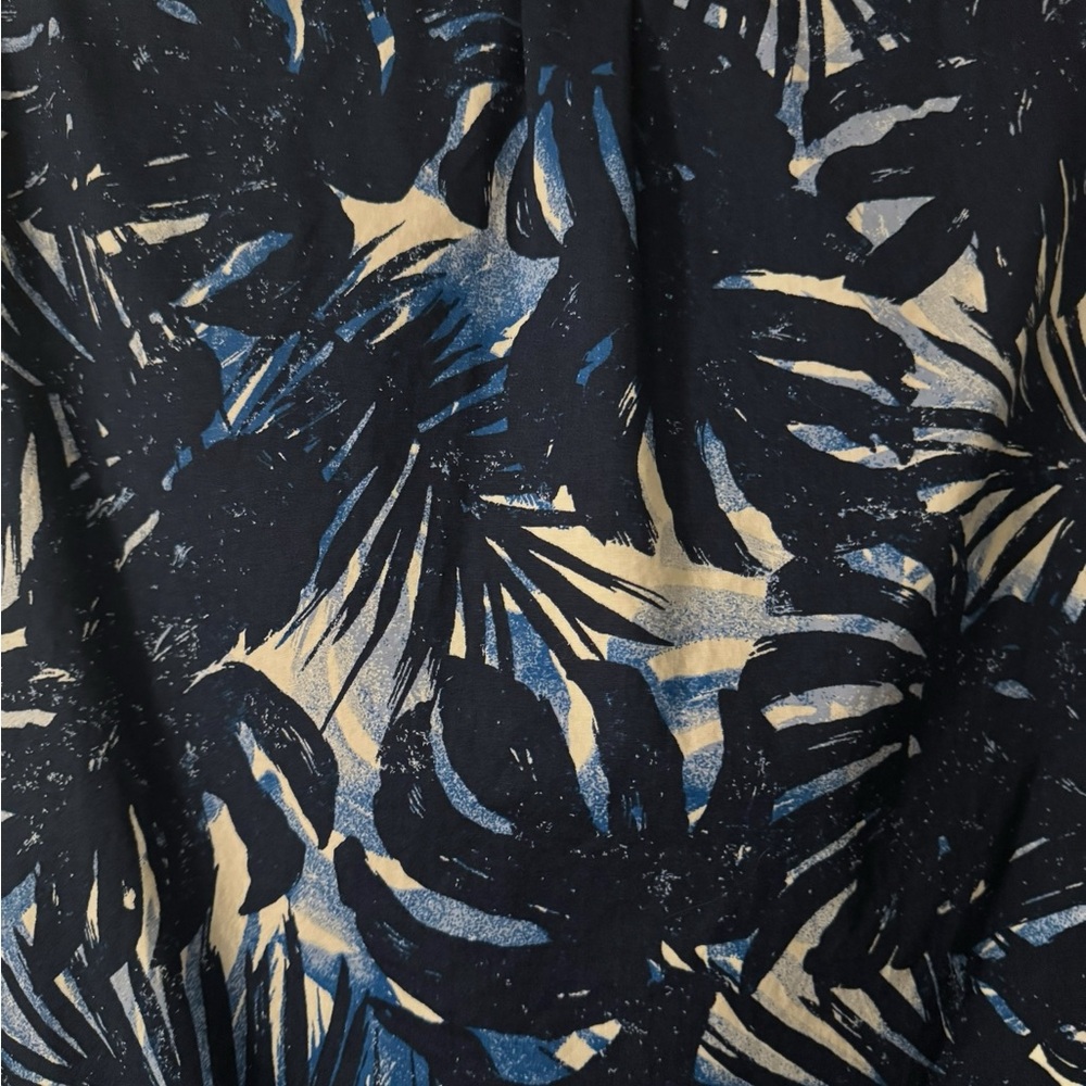 Michael Kors‎ Blue Tropical Leaf Print Men's Button Down Short Sleeved Shirt - Picture 5 of 6
